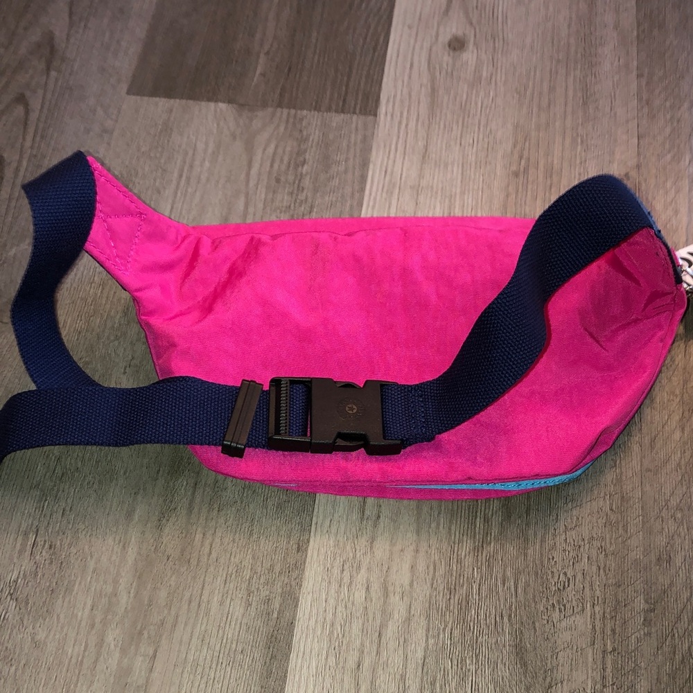 Kipling Yasemina Nylon Waist Pack Azalea Pink Color Block + Monkey Keychain NWT - Picture 8 of 16